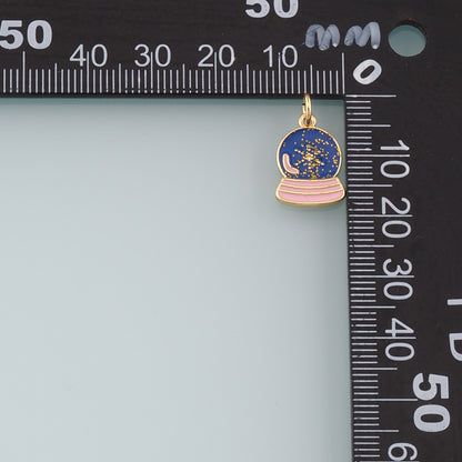 18K Gold Filled Crystal Ball Pendant,Enamel Crystal Ball Charm Bracelet Necklace for DIY Jewelry Making Supply