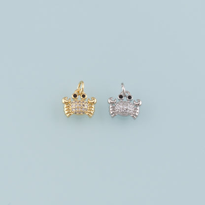 Gold Marine Life Charms,18K Gold Filled Crab Pendant,CZ Micro Pave Crab Charms Bracelet Necklace for DIY Jewelry Making Supply