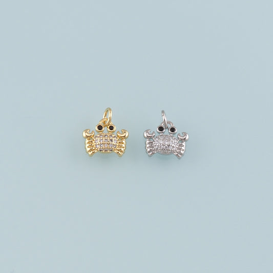 Gold Marine Life Charms,18K Gold Filled Crab Pendant,CZ Micro Pave Crab Charms Bracelet Necklace for DIY Jewelry Making Supply