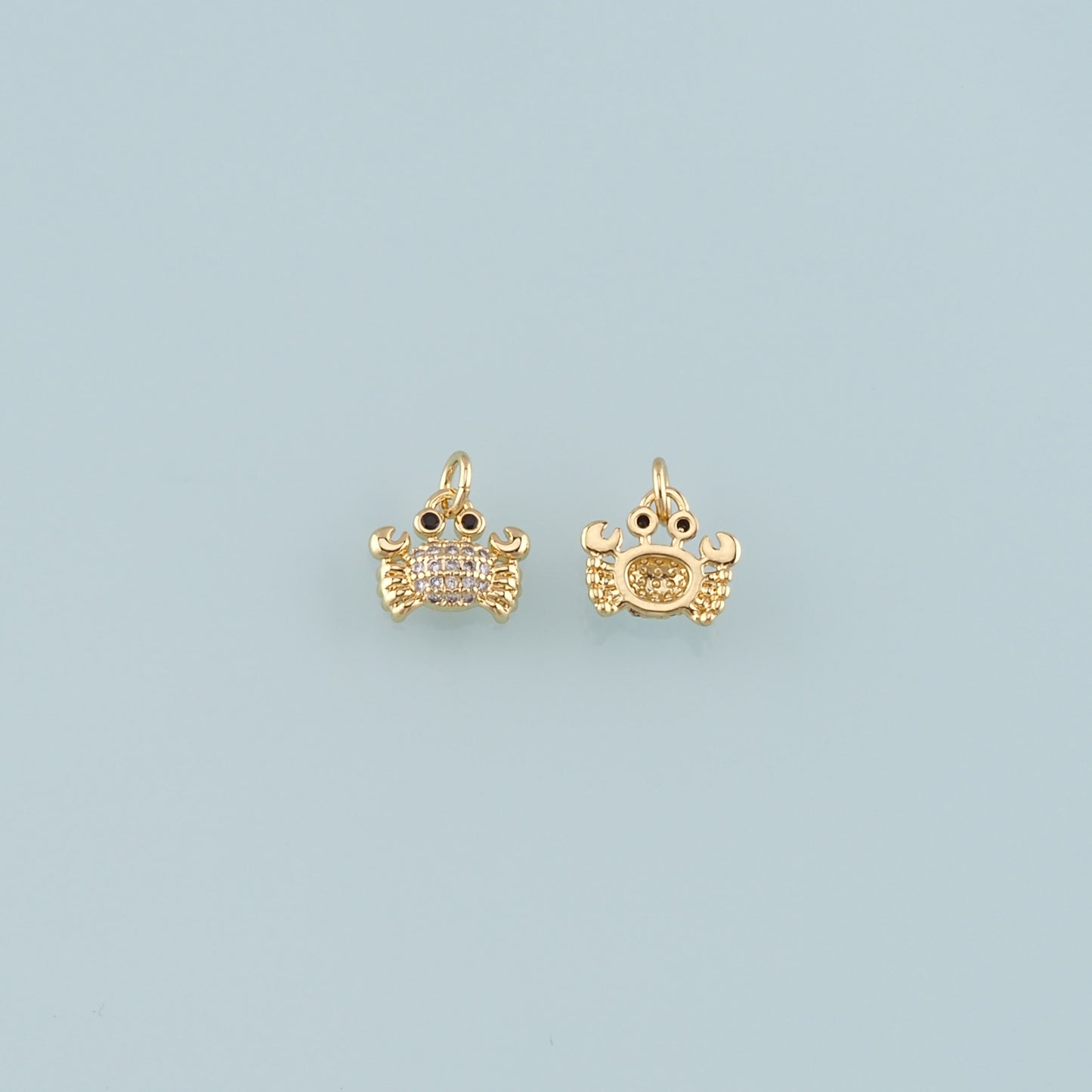 Gold Marine Life Charms,18K Gold Filled Crab Pendant,CZ Micro Pave Crab Charms Bracelet Necklace for DIY Jewelry Making Supply