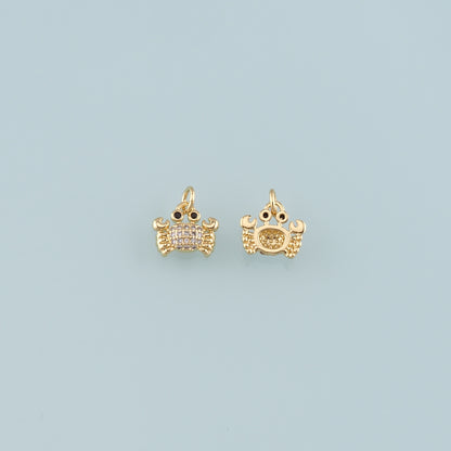 Gold Marine Life Charms,18K Gold Filled Crab Pendant,CZ Micro Pave Crab Charms Bracelet Necklace for DIY Jewelry Making Supply