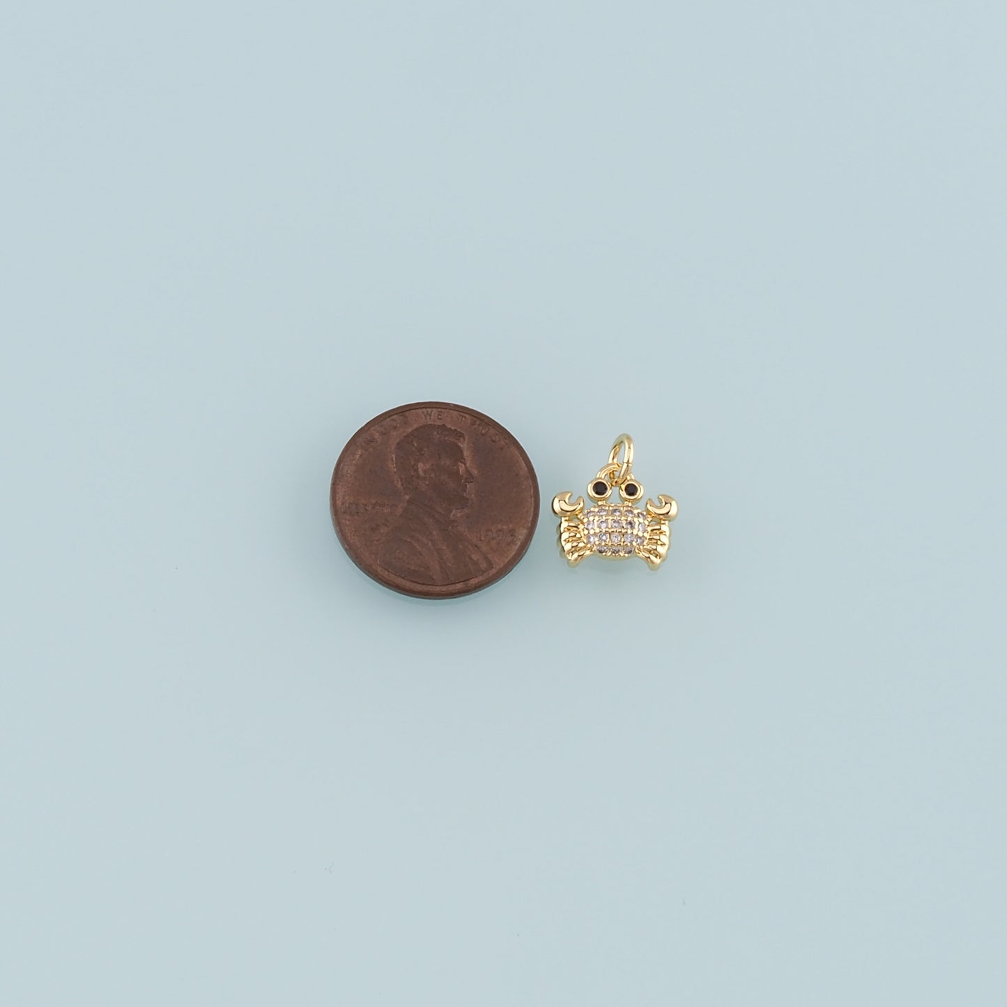 Gold Marine Life Charms,18K Gold Filled Crab Pendant,CZ Micro Pave Crab Charms Bracelet Necklace for DIY Jewelry Making Supply
