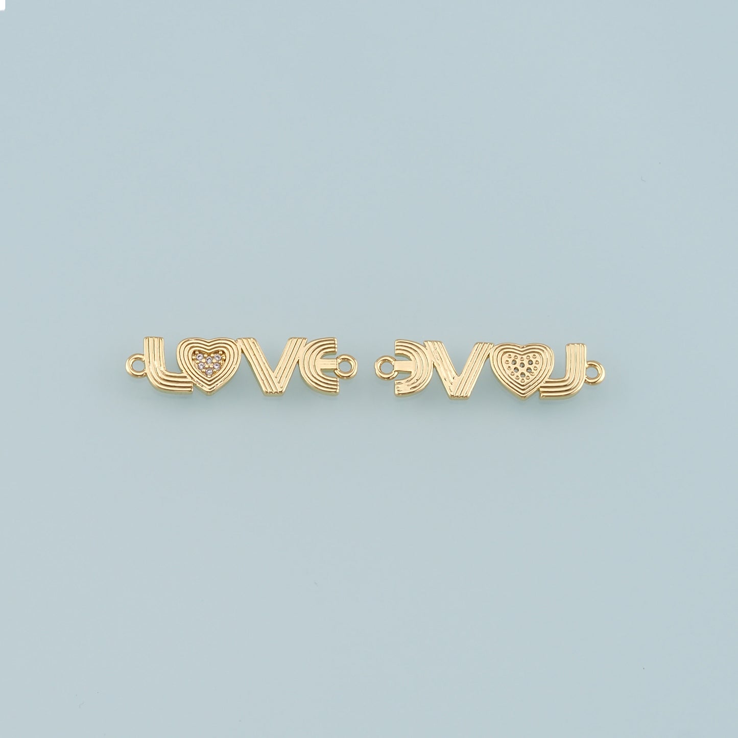 18K Gold Filled Love Connector,CZ Micro Pave Heart Charm Bracelet Necklace for DIY Jewelry Making Supply