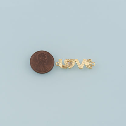18K Gold Filled Love Connector,CZ Micro Pave Heart Charm Bracelet Necklace for DIY Jewelry Making Supply