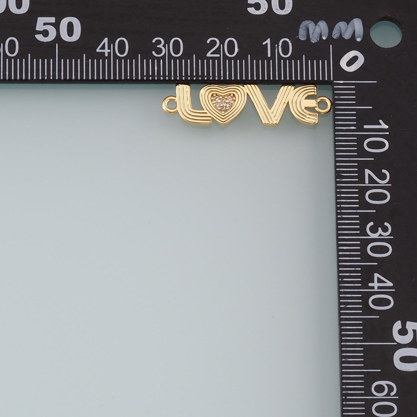 18K Gold Filled Love Connector,CZ Micro Pave Heart Charm Bracelet Necklace for DIY Jewelry Making Supply