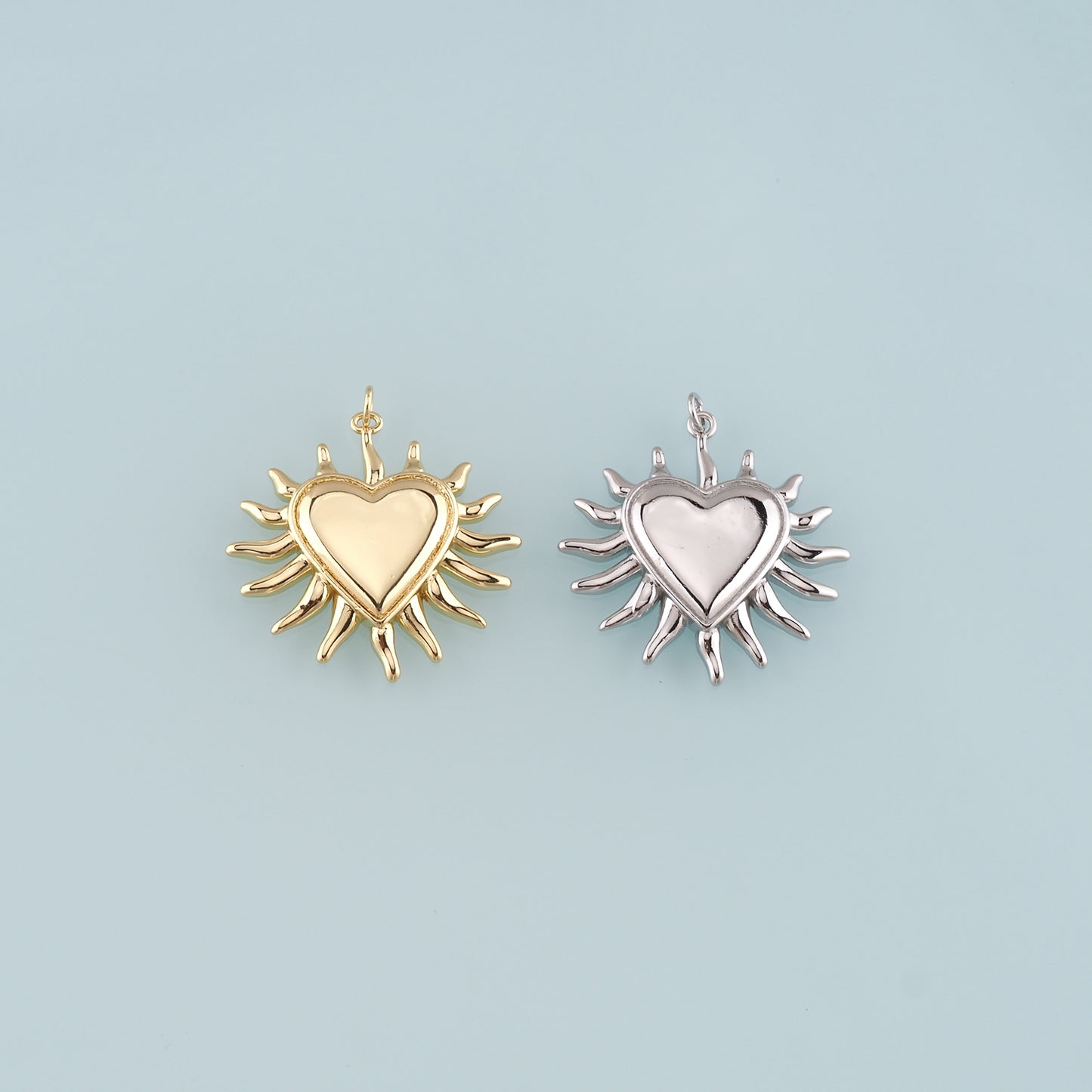 18K Gold Filled Heart Pendant,Heart Charm Bracelet Necklace for DIY Jewelry Making Supply