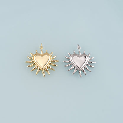 18K Gold Filled Heart Pendant,Heart Charm Bracelet Necklace for DIY Jewelry Making Supply