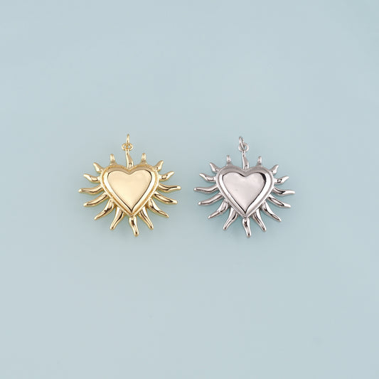 18K Gold Filled Heart Pendant,Heart Charm Bracelet Necklace for DIY Jewelry Making Supply