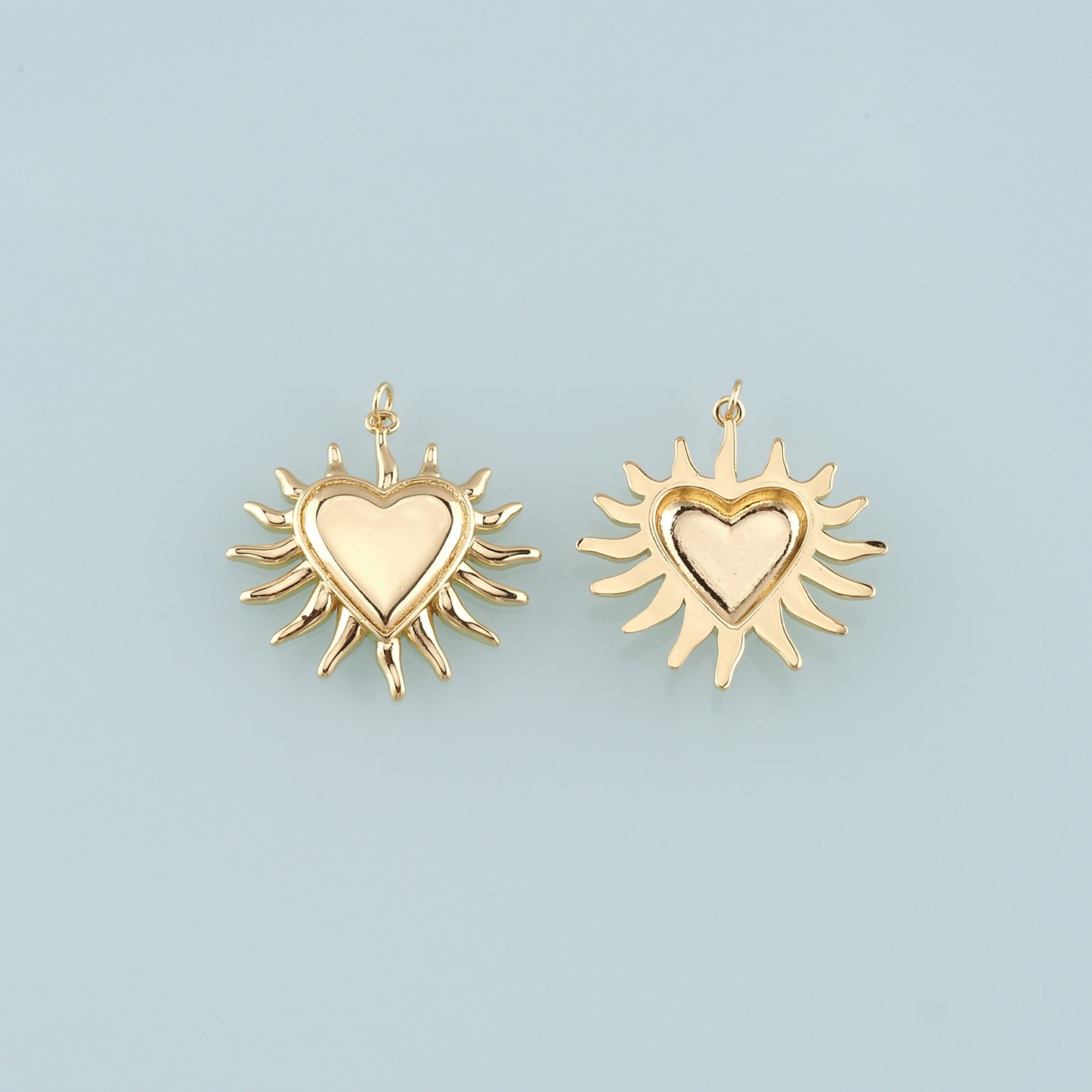 18K Gold Filled Heart Pendant,Heart Charm Bracelet Necklace for DIY Jewelry Making Supply