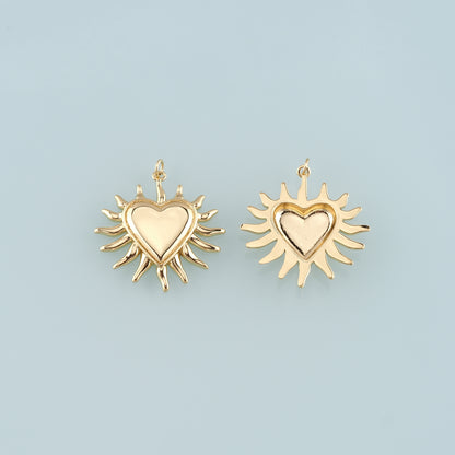 18K Gold Filled Heart Pendant,Heart Charm Bracelet Necklace for DIY Jewelry Making Supply