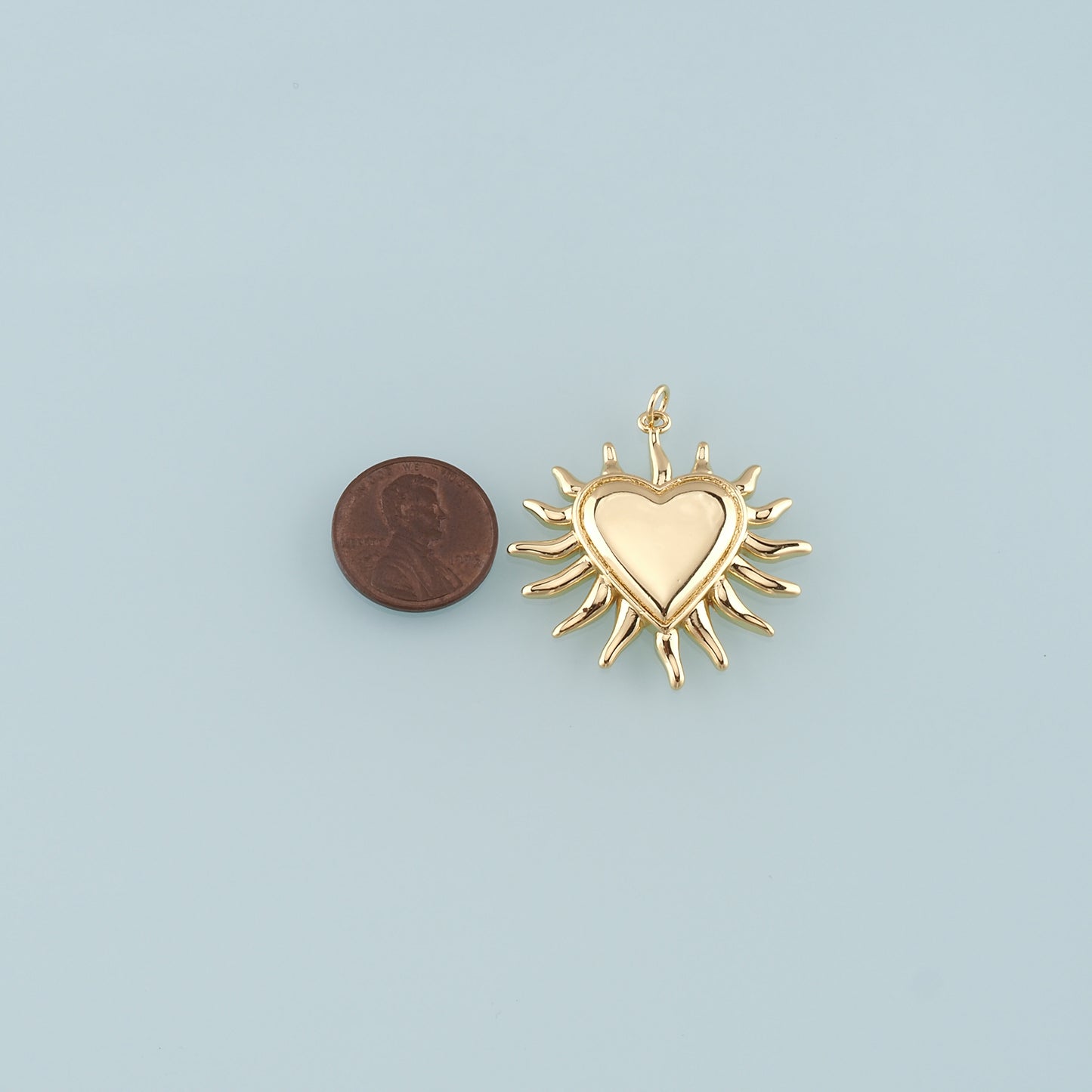 18K Gold Filled Heart Pendant,Heart Charm Bracelet Necklace for DIY Jewelry Making Supply