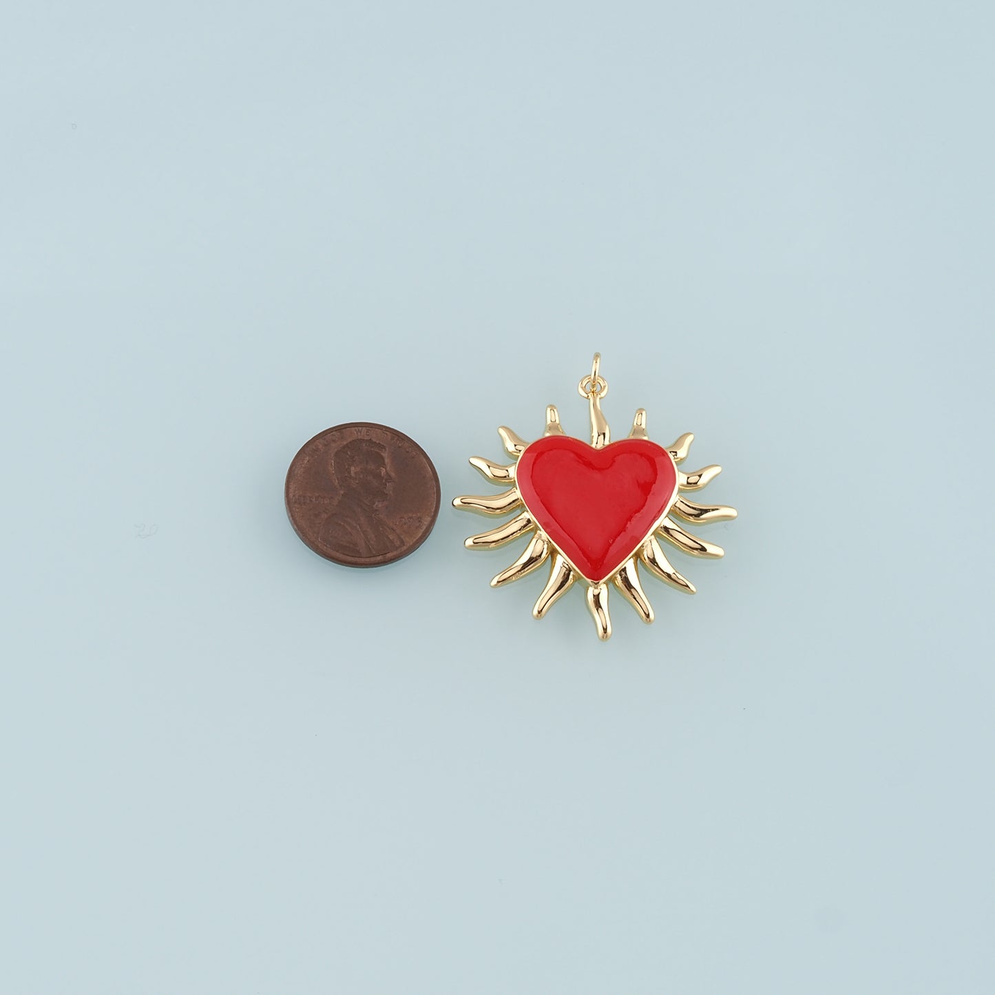 18K Gold Filled Heart Pendant,Enamel Heart Charm Bracelet Necklace for DIY Jewelry Making Supply