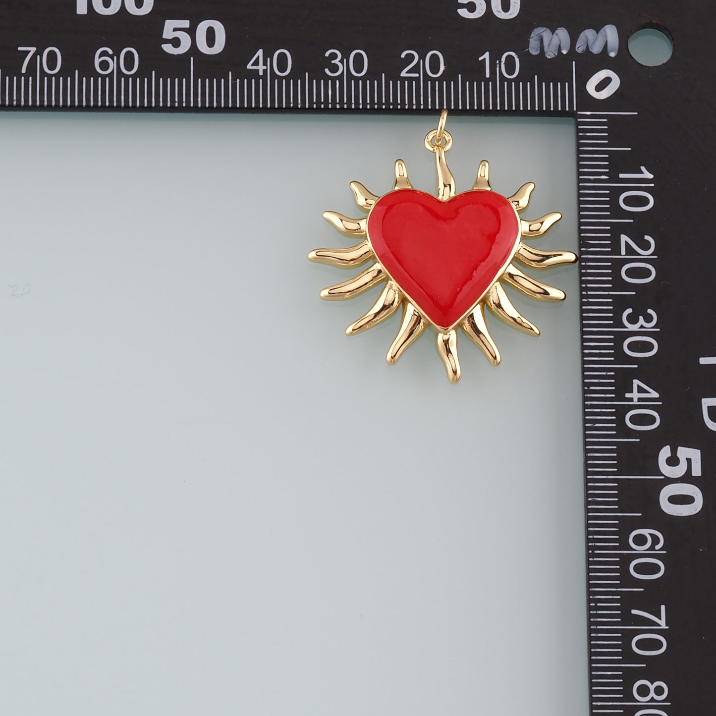 18K Gold Filled Heart Pendant,Enamel Heart Charm Bracelet Necklace for DIY Jewelry Making Supply