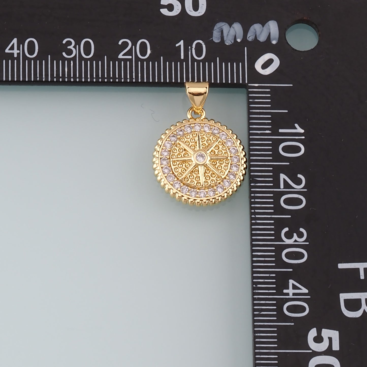18K Gold Filled Compass Pendant,CZ Micro Pave Compass Charm Bracelet Necklace for DIY Jewelry Making Supply