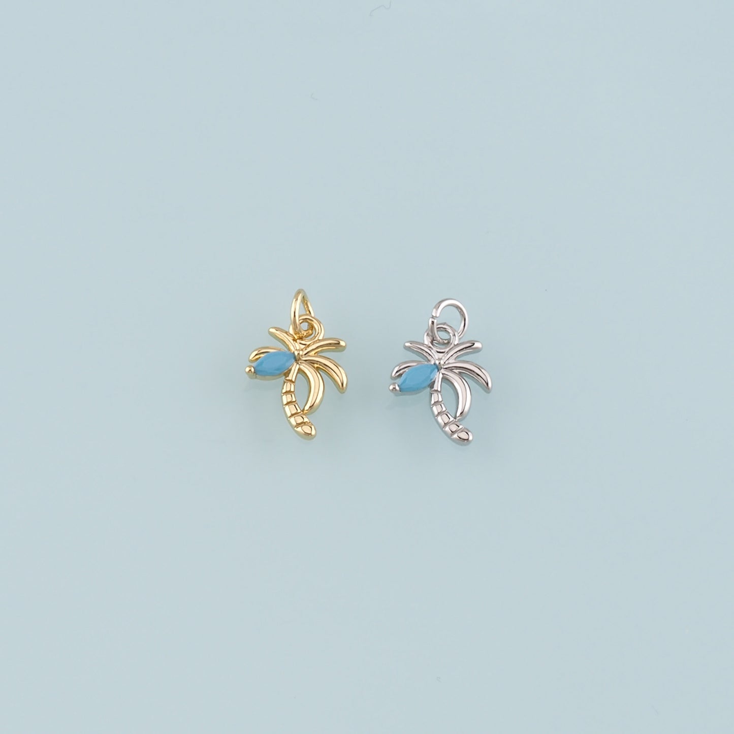 Gold Palm Tree Charms,18K Gold Filled Palm tree Pendant,Coconut tree Charm Bracelet Necklace for DIY Jewelry Making Supply