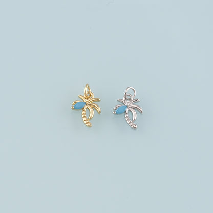 Gold Palm Tree Charms,18K Gold Filled Palm tree Pendant,Coconut tree Charm Bracelet Necklace for DIY Jewelry Making Supply