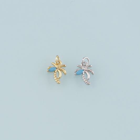 Gold Palm Tree Charms,18K Gold Filled Palm tree Pendant,Coconut tree Charm Bracelet Necklace for DIY Jewelry Making Supply