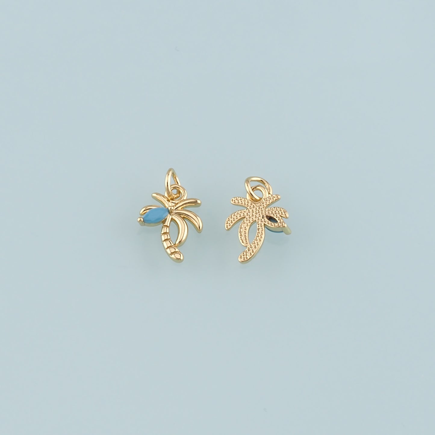 Gold Palm Tree Charms,18K Gold Filled Palm tree Pendant,Coconut tree Charm Bracelet Necklace for DIY Jewelry Making Supply