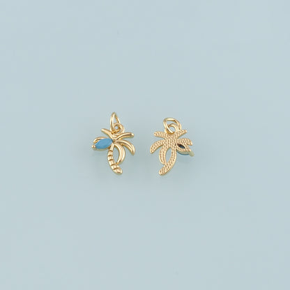 Gold Palm Tree Charms,18K Gold Filled Palm tree Pendant,Coconut tree Charm Bracelet Necklace for DIY Jewelry Making Supply