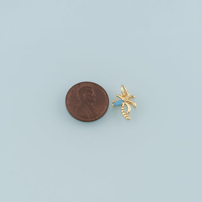 Gold Palm Tree Charms,18K Gold Filled Palm tree Pendant,Coconut tree Charm Bracelet Necklace for DIY Jewelry Making Supply