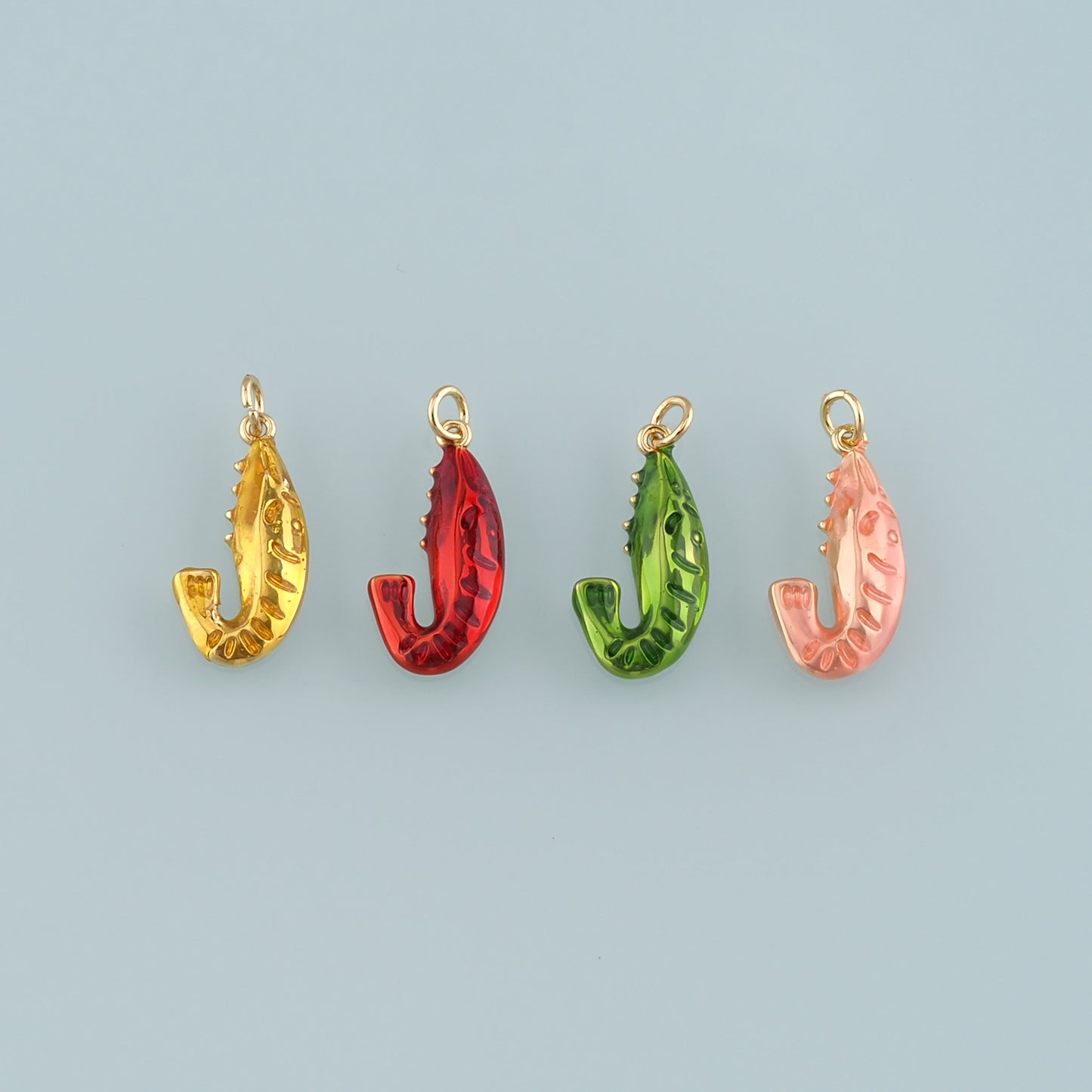 Gold Ocean Charms,18K Gold Filled Shrimp Pendant,Enamel Shrimp Charm Bracelet Necklace for DIY Jewelry Making Supply