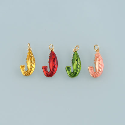 Gold Ocean Charms,18K Gold Filled Shrimp Pendant,Enamel Shrimp Charm Bracelet Necklace for DIY Jewelry Making Supply