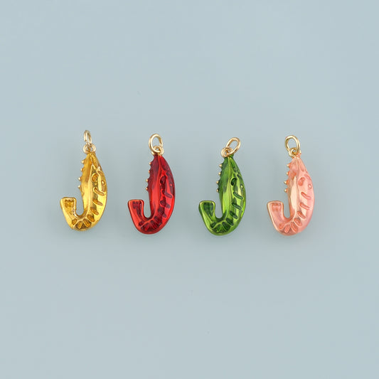 Gold Ocean Charms,18K Gold Filled Shrimp Pendant,Enamel Shrimp Charm Bracelet Necklace for DIY Jewelry Making Supply