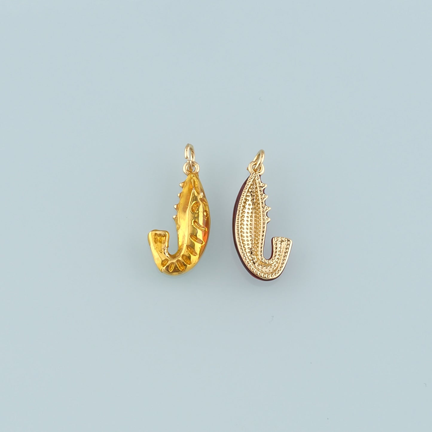 Gold Ocean Charms,18K Gold Filled Shrimp Pendant,Enamel Shrimp Charm Bracelet Necklace for DIY Jewelry Making Supply
