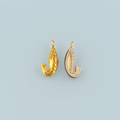 Gold Ocean Charms,18K Gold Filled Shrimp Pendant,Enamel Shrimp Charm Bracelet Necklace for DIY Jewelry Making Supply