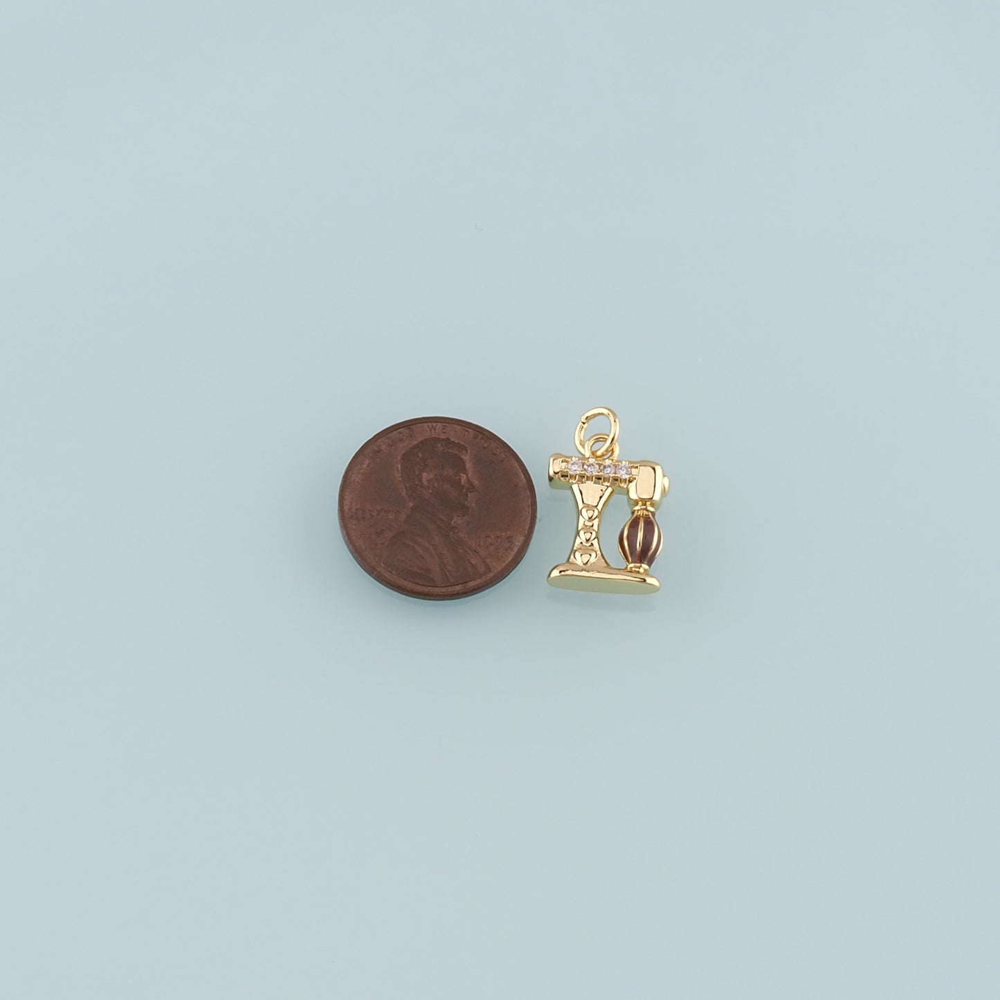 18K Gold Filled Sewing Machine Pendant,Enamel Sewing Machine Charm Bracelet Necklace for DIY Jewelry Making Supply
