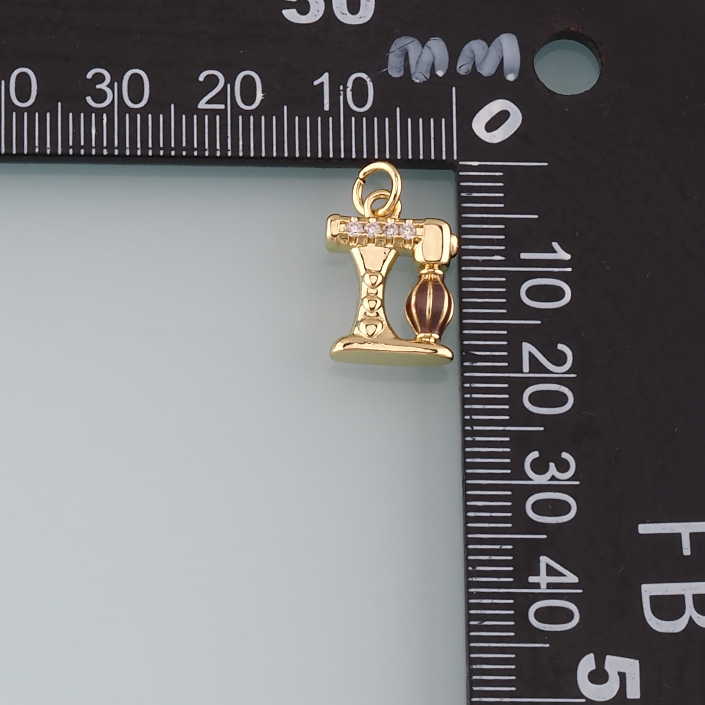 18K Gold Filled Sewing Machine Pendant,Enamel Sewing Machine Charm Bracelet Necklace for DIY Jewelry Making Supply