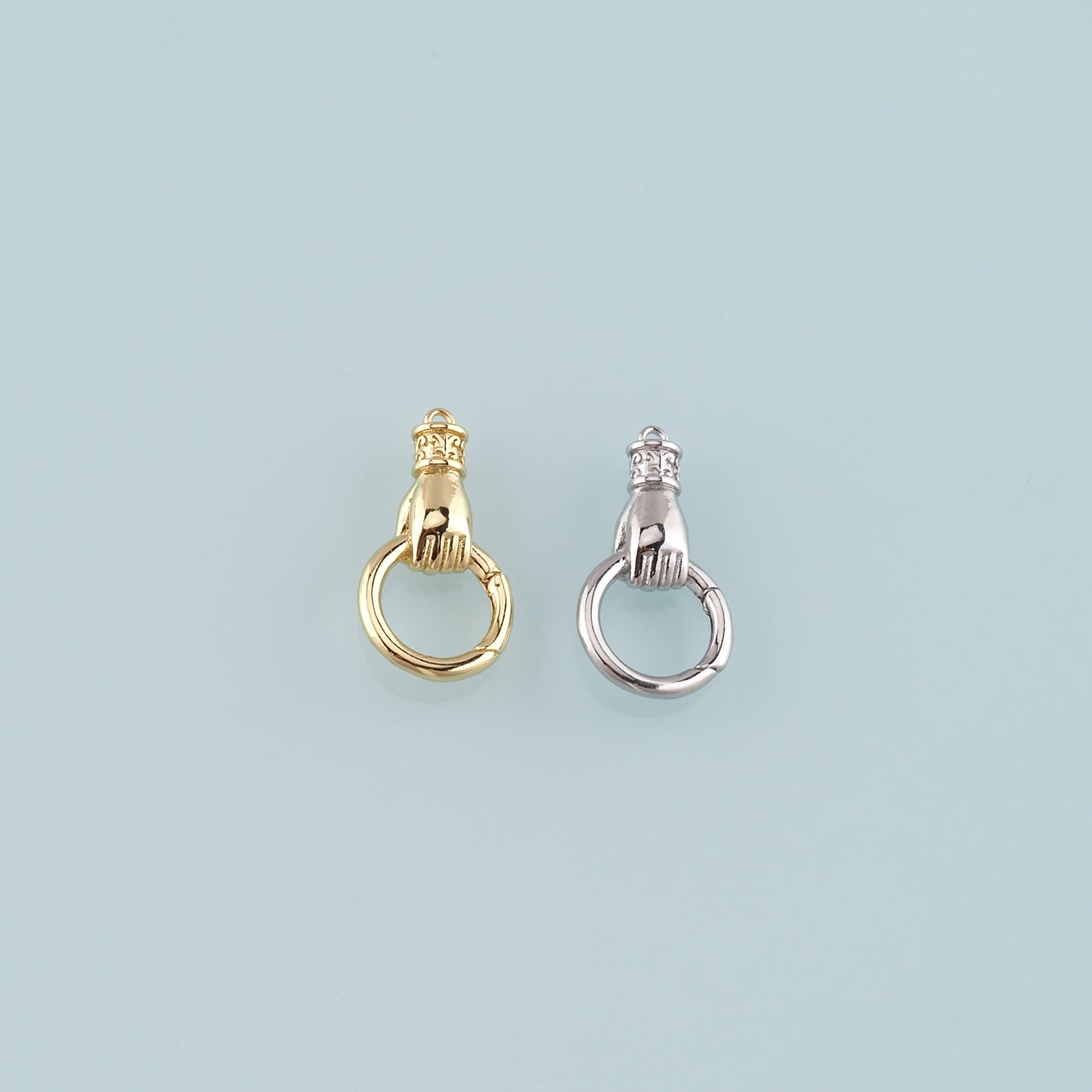 18K Gold Filled Hand Carabiner Clasp,Carabiner Lock Connector,Spring Push Gate for DIY Jewelry Finding Necklace Bracelet