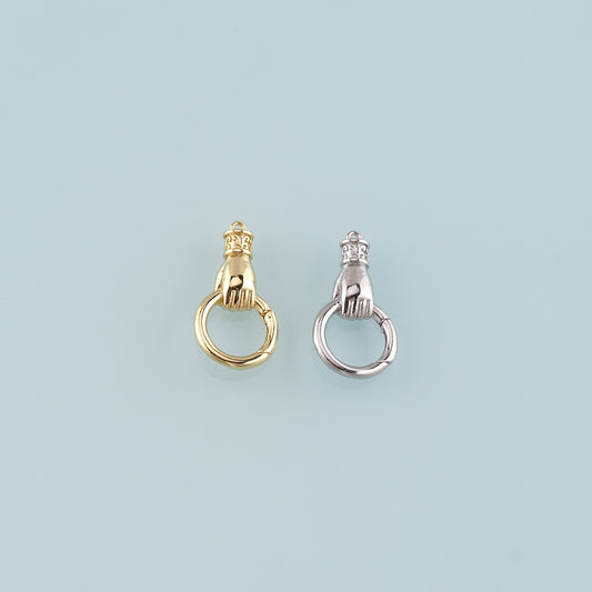18K Gold Filled Hand Carabiner Clasp,Carabiner Lock Connector,Spring Push Gate for DIY Jewelry Finding Necklace Bracelet