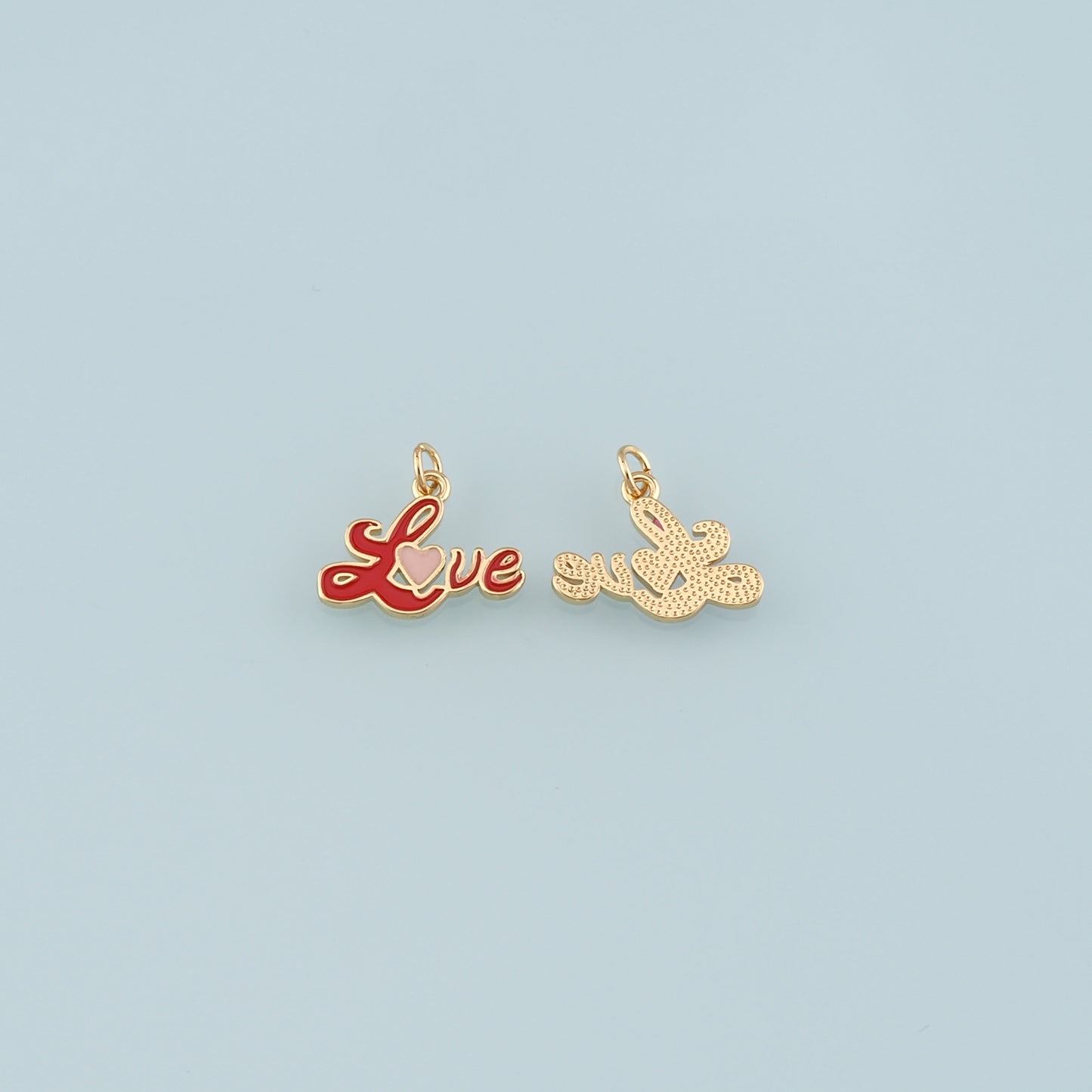 18K Gold Filled Love Pendant,Enamel Heart Charm Bracelet Necklace for DIY Jewelry Making Supply