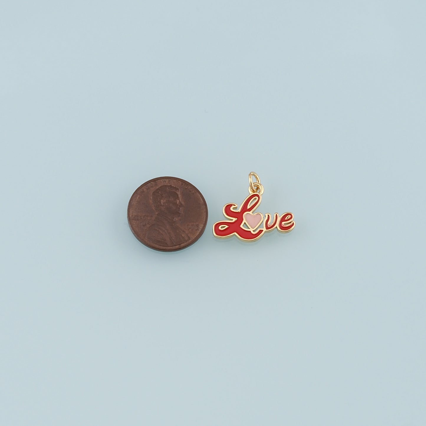 18K Gold Filled Love Pendant,Enamel Heart Charm Bracelet Necklace for DIY Jewelry Making Supply