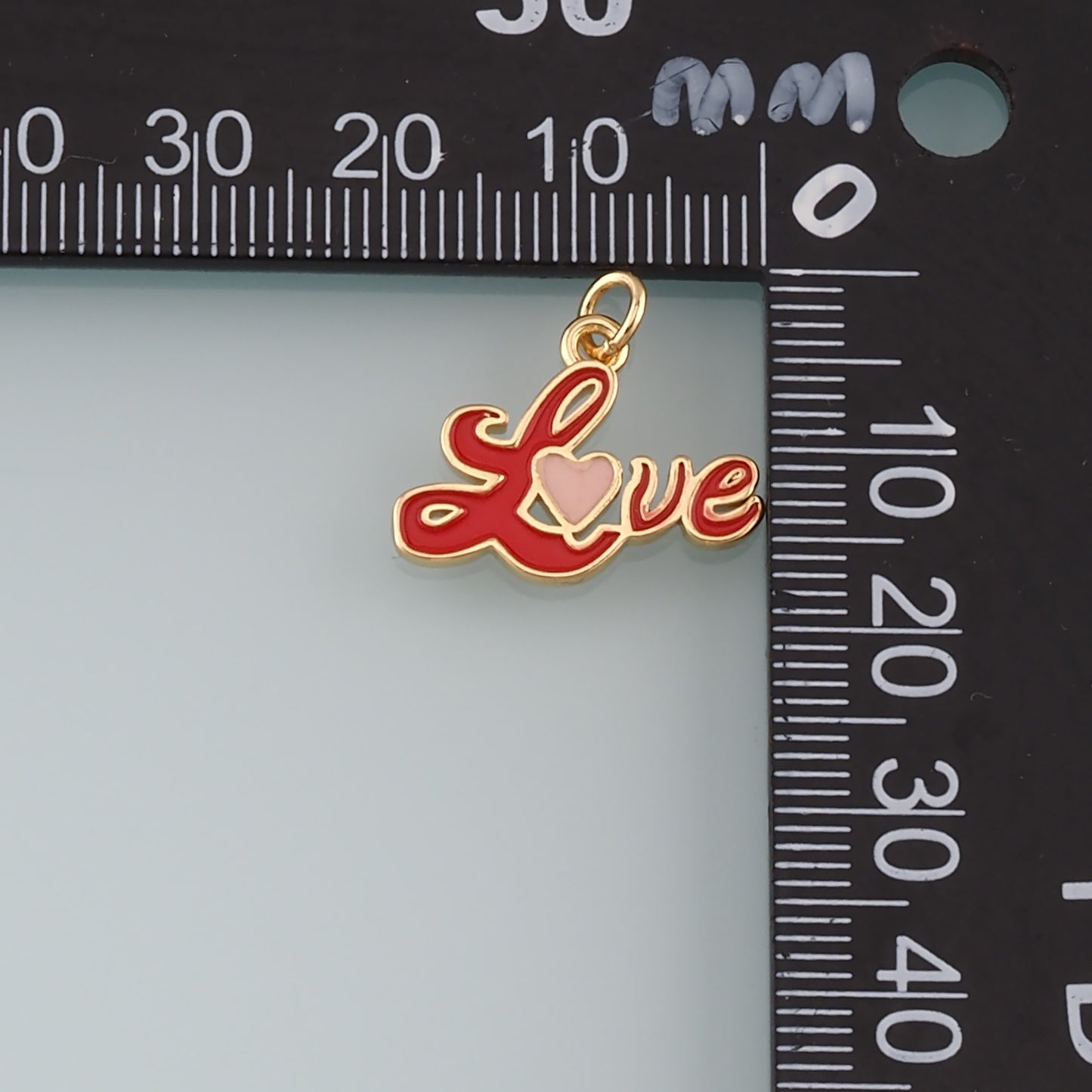 18K Gold Filled Love Pendant,Enamel Heart Charm Bracelet Necklace for DIY Jewelry Making Supply