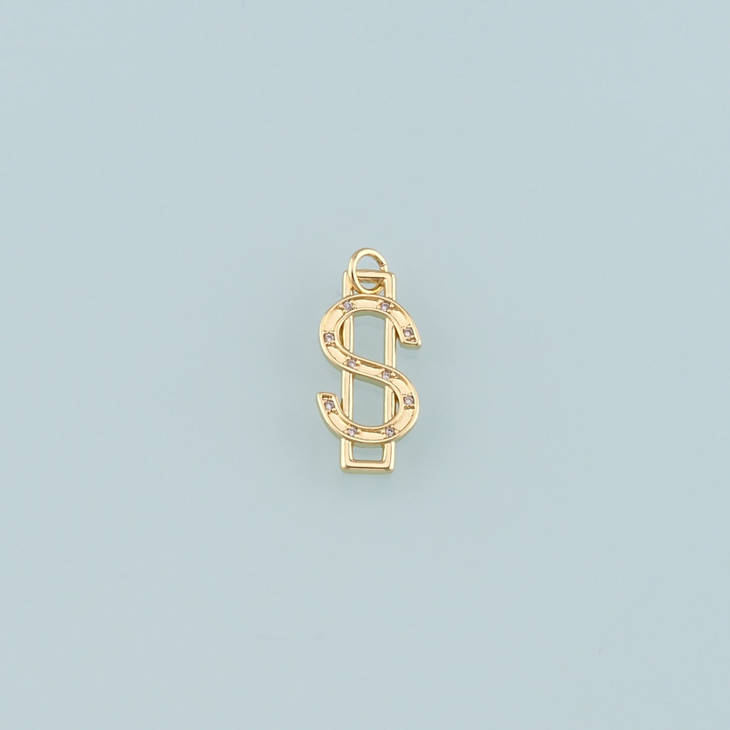 Gold Dollar Charms,18K Gold Filled Money Pendant,CZ Micro Pave Dollar Charm Bracelet Necklace for DIY Jewelry Making Supply