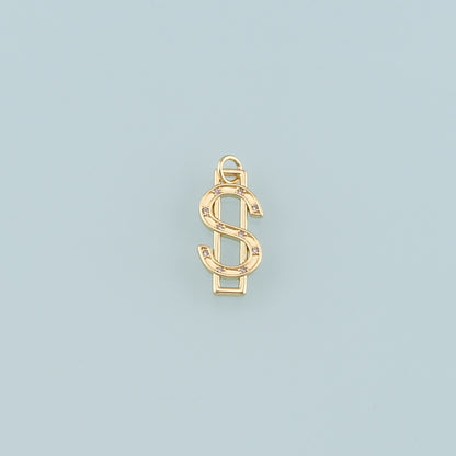 Gold Dollar Charms,18K Gold Filled Money Pendant,CZ Micro Pave Dollar Charm Bracelet Necklace for DIY Jewelry Making Supply