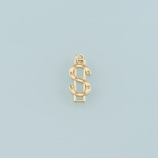 Gold Dollar Charms,18K Gold Filled Money Pendant,CZ Micro Pave Dollar Charm Bracelet Necklace for DIY Jewelry Making Supply