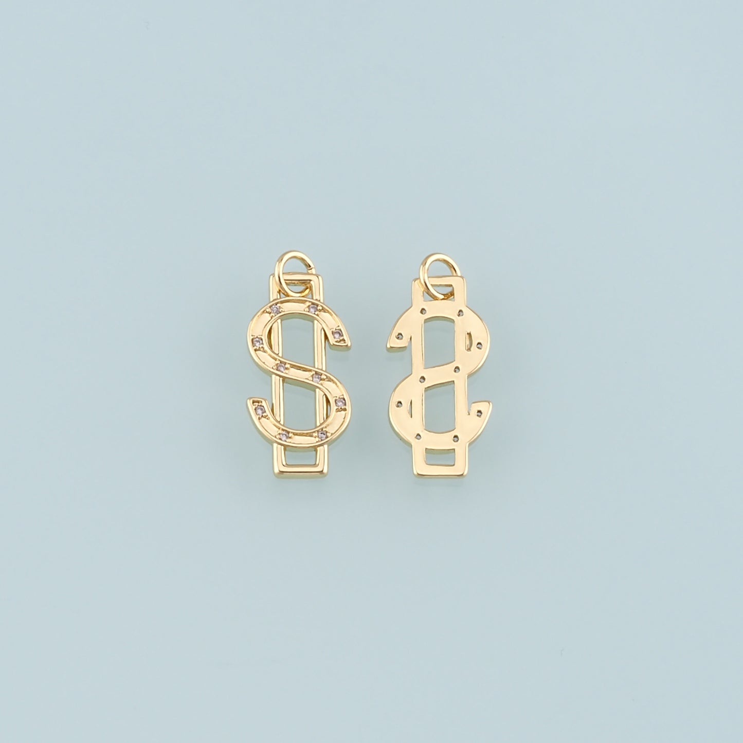 Gold Dollar Charms,18K Gold Filled Money Pendant,CZ Micro Pave Dollar Charm Bracelet Necklace for DIY Jewelry Making Supply