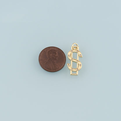 Gold Dollar Charms,18K Gold Filled Money Pendant,CZ Micro Pave Dollar Charm Bracelet Necklace for DIY Jewelry Making Supply