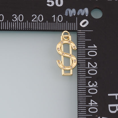 Gold Dollar Charms,18K Gold Filled Money Pendant,CZ Micro Pave Dollar Charm Bracelet Necklace for DIY Jewelry Making Supply