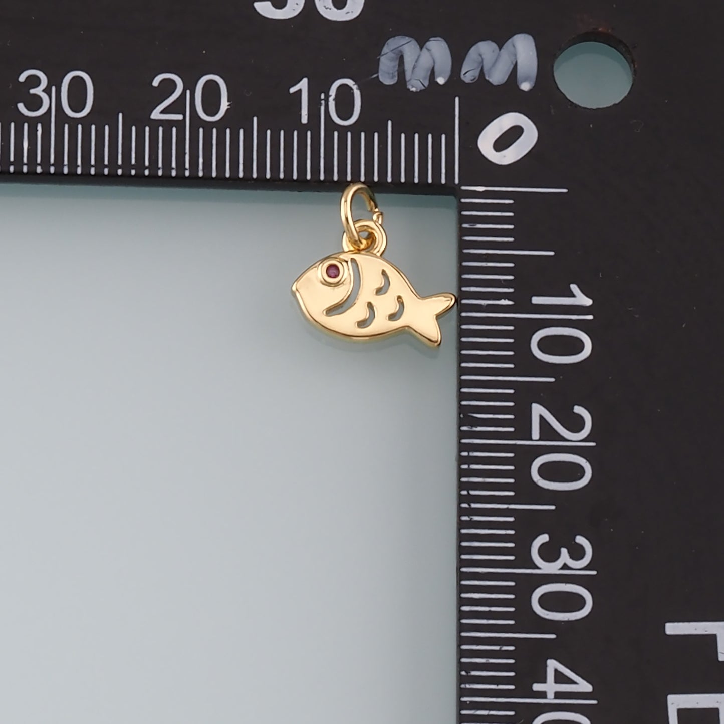 Gold Fish Charms,18K Gold Filled Fish Pendant,CZ Micro Pave Fish Charm Bracelet Necklace for DIY Jewelry Making Supply