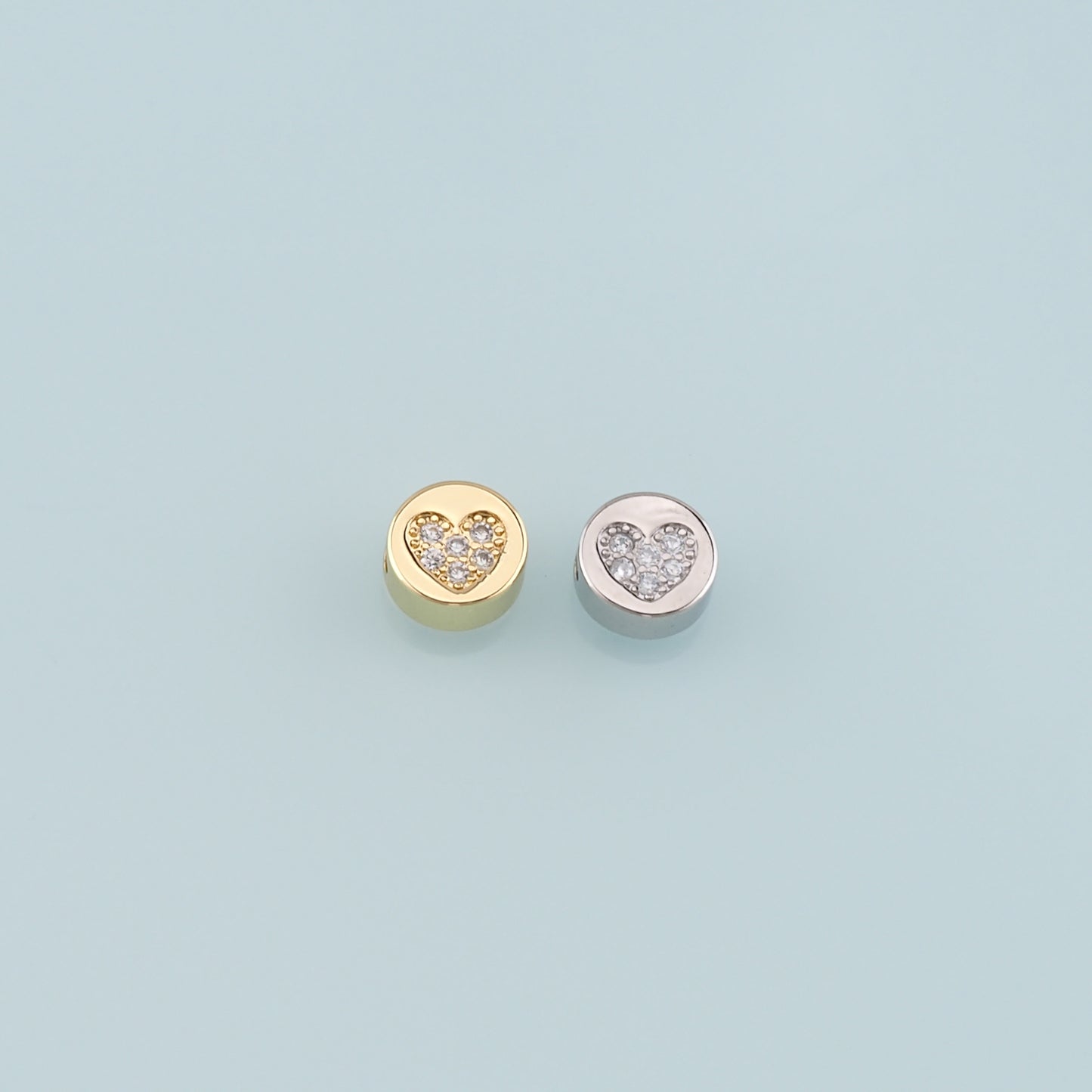 Gold Heart Beads Charms,18K Gold Filled Heart Spacer beads Bracelet Necklace for DIY Jewelry Making Supply