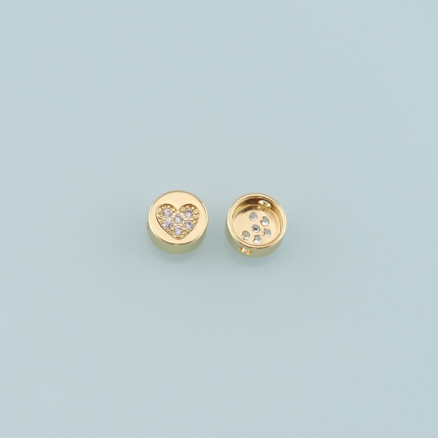 Gold Heart Beads Charms,18K Gold Filled Heart Spacer beads Bracelet Necklace for DIY Jewelry Making Supply