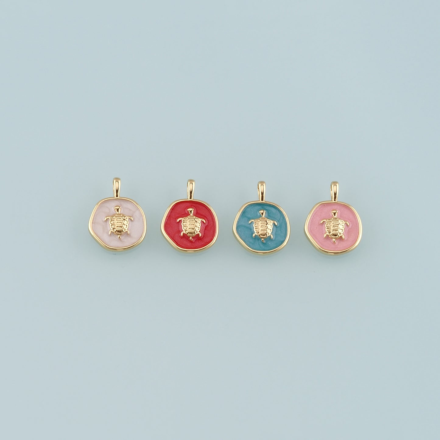Gold Ocean Charms,18K Gold Filled Turtle Pendant,Enamel Turtle Charm Bracelet Necklace for DIY Jewelry Making Supply