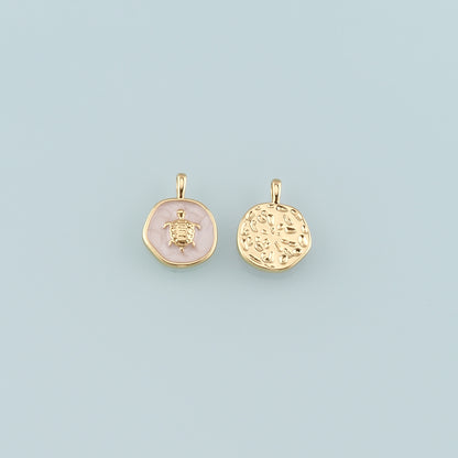 Gold Ocean Charms,18K Gold Filled Turtle Pendant,Enamel Turtle Charm Bracelet Necklace for DIY Jewelry Making Supply