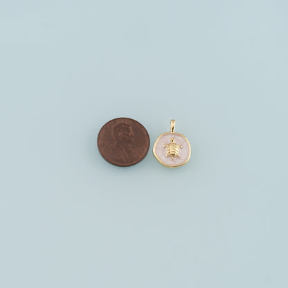Gold Ocean Charms,18K Gold Filled Turtle Pendant,Enamel Turtle Charm Bracelet Necklace for DIY Jewelry Making Supply