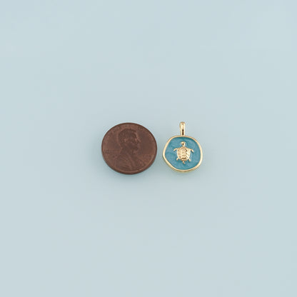 Gold Ocean Charms,18K Gold Filled Turtle Pendant,Enamel Turtle Charm Bracelet Necklace for DIY Jewelry Making Supply