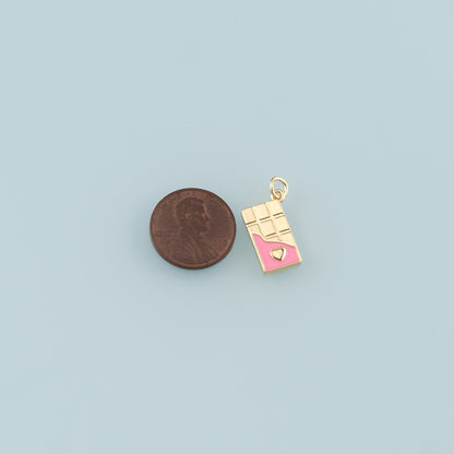18K Gold Filled Chocolate Pendant,Enamel Chocolate Charm Bracelet Necklace for DIY Jewelry Making Supply